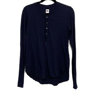 NSF Baylor Cotton Ruffle Henley in Indigo Size S
